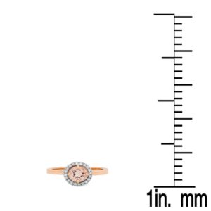 Dazzlingrock Collection 14K Round Morganite & White Diamond Ladies Halo Style Bridal Engagement Ring, Rose Gold, Size 7