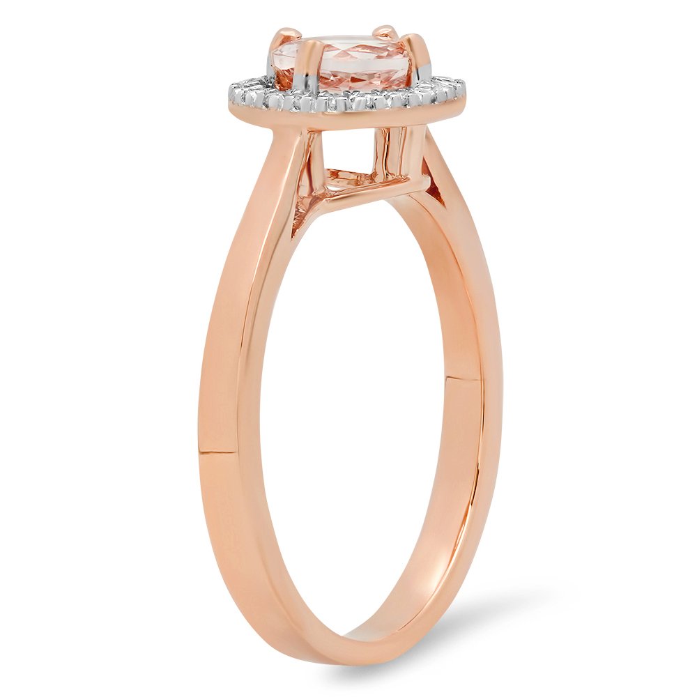 Dazzlingrock Collection 14K Round Morganite & White Diamond Ladies Halo Style Bridal Engagement Ring, Rose Gold, Size 7