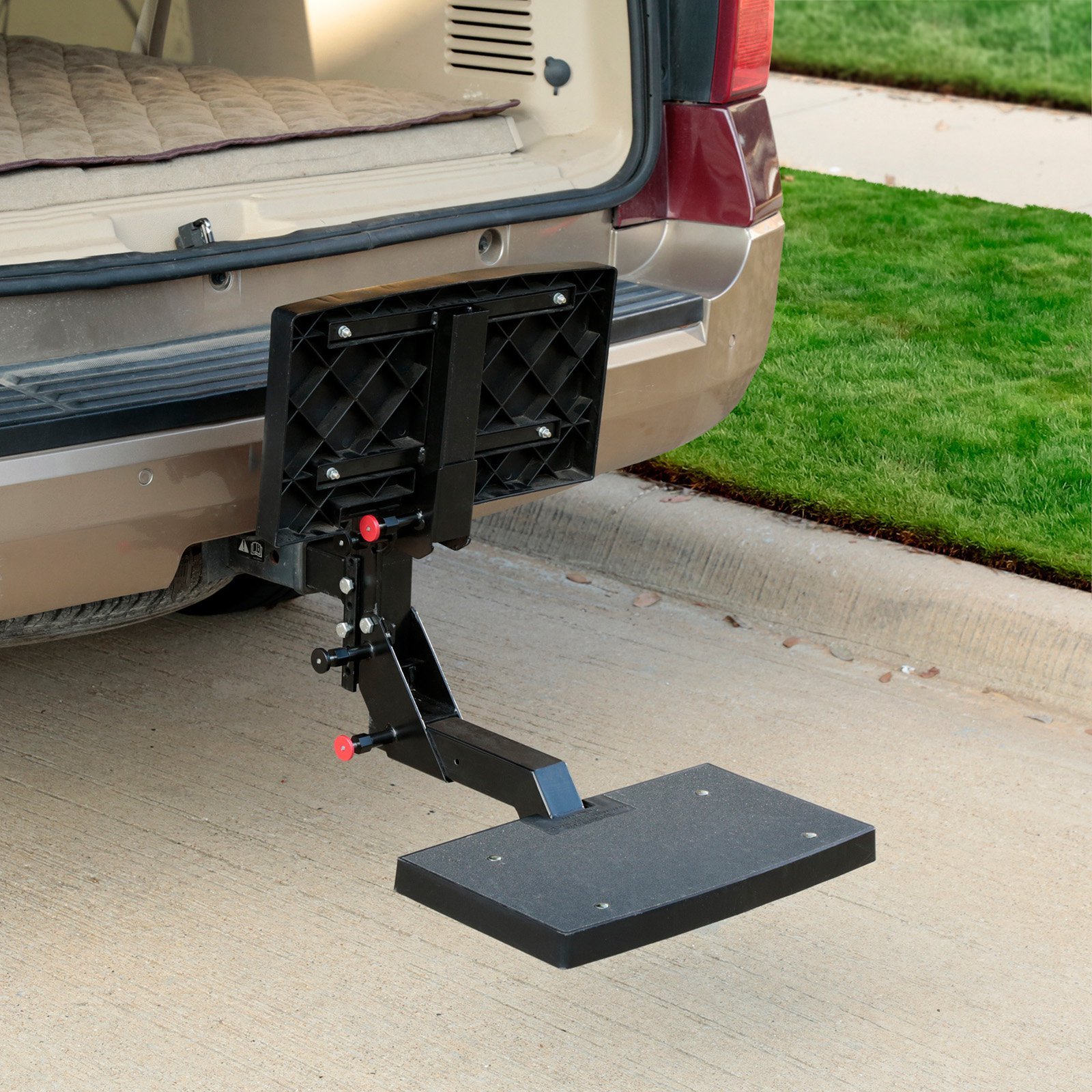 PetSafe Happy Ride Dog Hitch Step - Easy to Install on Any 2 Inch Vehicle Hitch - High-Traction Steps - Folds Down for Travel - Supports Pets up to 200 lb - Great for SUVs and Trucks