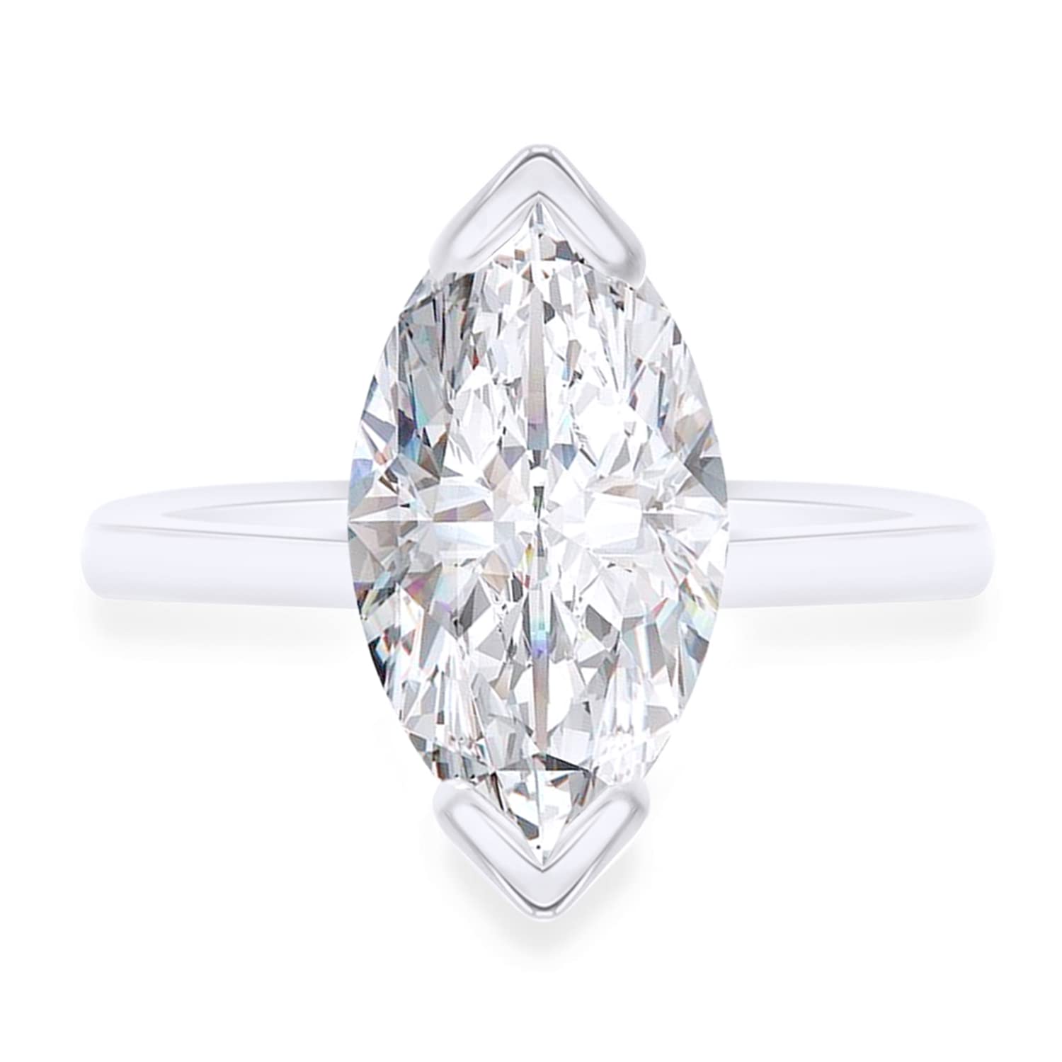 Jewel Zone US 4 1/2 Carat Marquise Cut White Cubic Zirconia Solitaire Engagement Ring In 14k White Gold Plated 925 Sterling Silver (4.50 Cttw) Ring Size - 5