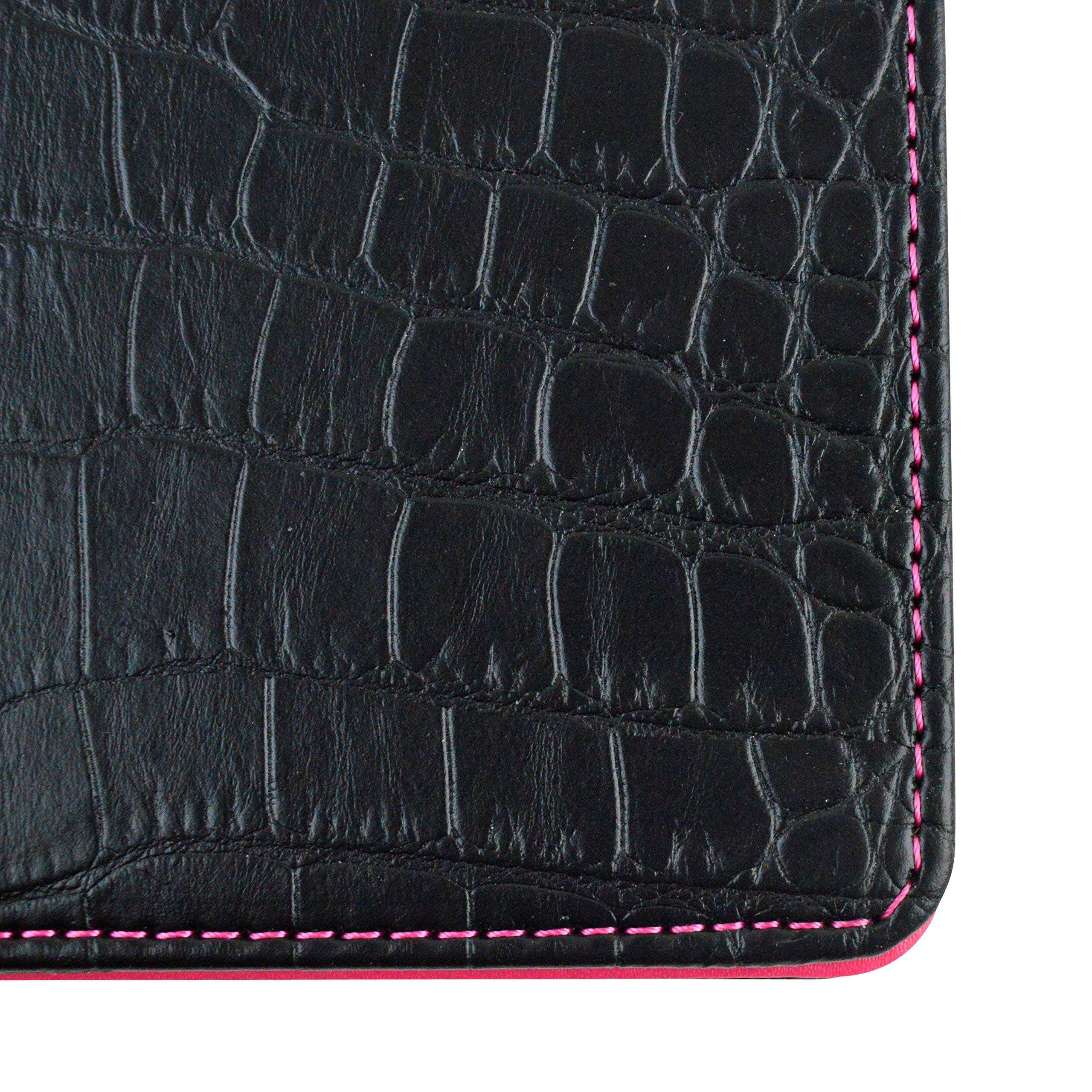 On Par Premium Crocodile Golf Scorecard Holder - Black/Pink