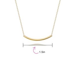 Minimalist Delicate Thin Sideways Horizontal Round Tube Curved Bar Slide Pendant Necklace For Women Teen 14K Gold Plated .925 Sterling Silver