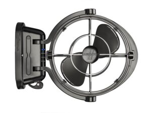 seekr sirocco ii™ fan from by caframo. 12v/24v auto-sensing dc, omnidirectional low-power draw fan for boats and rvs. hardwire installation required. made in canada. black.