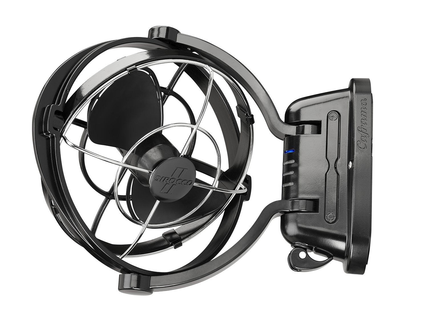 SEEKR Sirocco II™ Fan from by Caframo. 12V/24V Auto-Sensing DC, Omnidirectional Low-Power Draw Fan for Boats and RVs. Hardwire Installation Required. Made in Canada. Black.