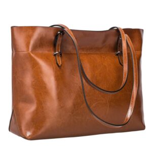 S-ZONE Women Vintage Genuine Leather Tote Shoulder Bag Handbag Upgraded Version Large