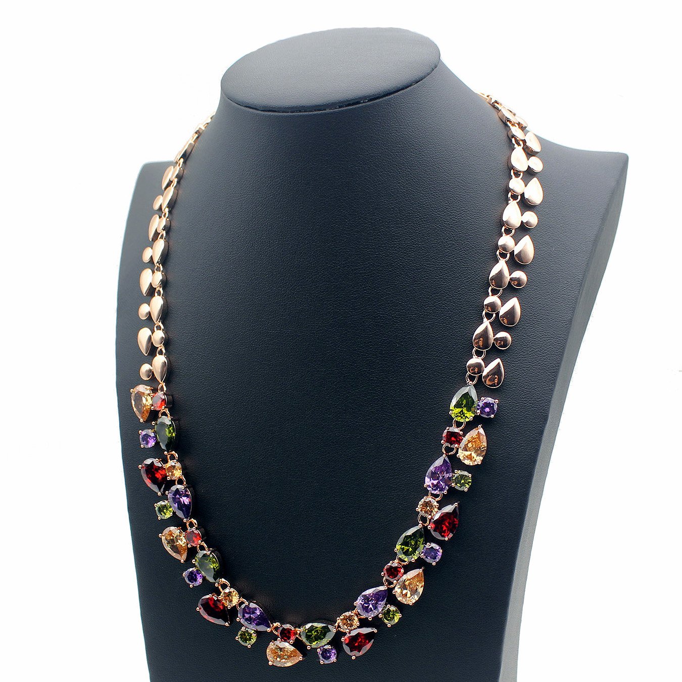 Necklaces for Women, Classic Multi Gemstones Silver Necklaces with Amethyst Garnet Morganite Peridot Women Jewelry (Gold)