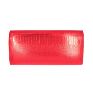 Large PU Leather Textured Shine Envelope Flap Clutch Evening Bag Handbag, Red