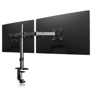 suptek dual led lcd monitor desk mount heavy duty fully adjustable stand for 2 / two screens up to 27 inch