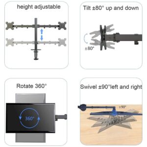 Suptek Dual LED LCD Monitor Desk Mount Heavy Duty Fully Adjustable Stand for 2 / Two Screens up to 27 inch