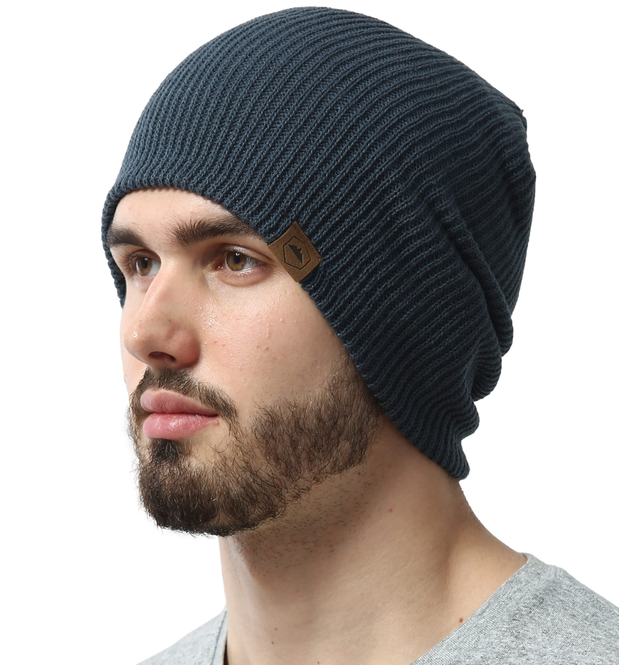 Daily Knit Ribbed Beanie by Tough Headwear - Warm, Stretchy & Soft Beanie Hats for Men & Women - Year Round Comfort - Serious Beanies for Serious Style,Dark Gray,OSFM