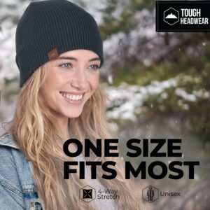 Daily Knit Ribbed Beanie by Tough Headwear - Warm, Stretchy & Soft Beanie Hats for Men & Women - Year Round Comfort - Serious Beanies for Serious Style,Dark Gray,OSFM