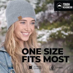 Tough Headwear Beanies for Men & Women - Knit Beanie, Warm & Soft Ribbed Beanie, Daily Knit Hat, Women & Mens Toboggan Hat for Cold Weather Light Gray