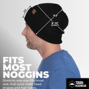 Tough Headwear Cuffed Beanie Hats for Men - Winter Beanies for Women - Toboggan Hat - Mens Winter Knit Hat - Stocking Cap Black