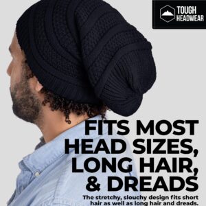 Slouchy Cable Knit Beanie by Tough Headwear - Chunky, Oversized Slouch Beanie Hats for Men & Women - Stay Warm & Stylish - Serious Beanies for Serious Style Black OSFA