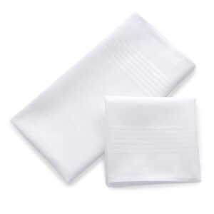 Ohuhu Handkerchiefs for Men, 13 Pack 100% Soft Cotton Hankerchief Cotton Machine Wash White Pocket Square for Suit - 16'' x 16'' Mens Handkerchiefs Hankies