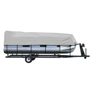 iCOVER Trailerable Pontoon Boat Cover, Heavy Duty Fits 17 to 20ft Long & Beam Width up to 102in Pontoon Boat with Storage Bag, Heavy-Duty Waterproof Stormproof, Fade-Resistant Polyester, Grey