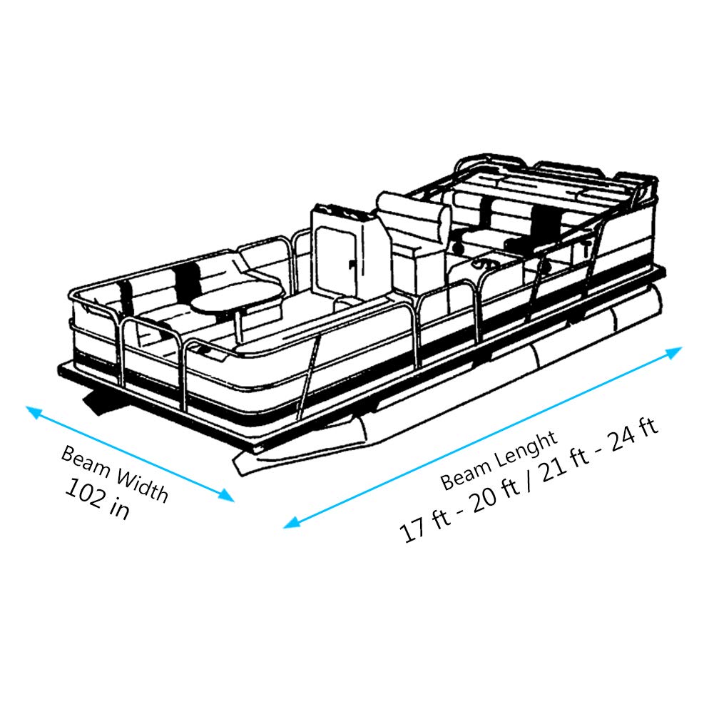 iCOVER Trailerable Pontoon Boat Cover, Heavy Duty Fits 17 to 20ft Long & Beam Width up to 102in Pontoon Boat with Storage Bag, Heavy-Duty Waterproof Stormproof, Fade-Resistant Polyester, Grey