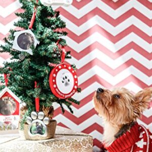 Pearhead Christmas Pawprints Double-Sided Holiday Photo Ornament, Season's Grrreetings Dog or Cat DIY Pawprint Keepsake, Pet Picture Christmas Tree Ornament, With Included Clean-Touch Ink Pad