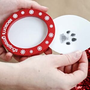 Pearhead Christmas Pawprints Double-Sided Holiday Photo Ornament, Season's Grrreetings Dog or Cat DIY Pawprint Keepsake, Pet Picture Christmas Tree Ornament, With Included Clean-Touch Ink Pad