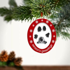 Pearhead Christmas Pawprints Double-Sided Holiday Photo Ornament, Season's Grrreetings Dog or Cat DIY Pawprint Keepsake, Pet Picture Christmas Tree Ornament, With Included Clean-Touch Ink Pad