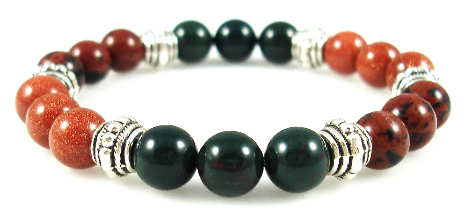 The Magic Is In You 8" - Blood Circulation 8mm Crystal Gemstone Intention Bracelet - Bloodstone, Goldstone, and Mahogany Obsidian