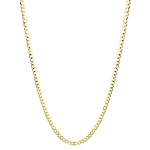 IcedTime Solid 10K Yellow Gold Italy Cuban Curb Link Chain Necklace 3mm Wide 22" Long with Lobster Clasp