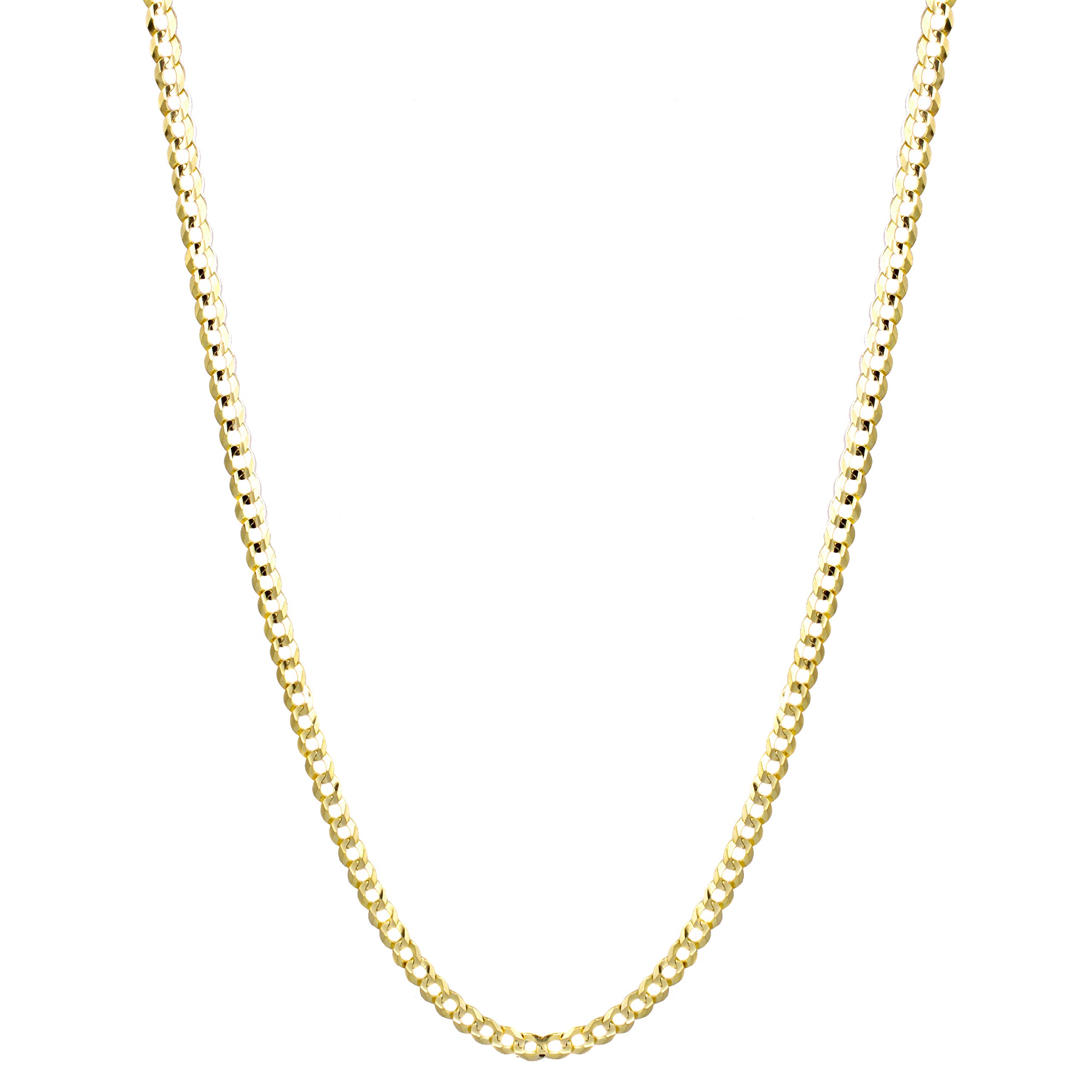 IcedTime Solid 10K Yellow Gold Italy Cuban Curb Link Chain Necklace 3mm Wide 22" Long with Lobster Clasp