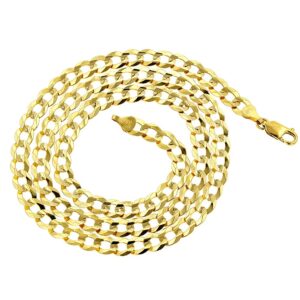 IcedTime Solid 10K Yellow Gold Italy Cuban Curb Link Chain Necklace 3mm Wide 22" Long with Lobster Clasp