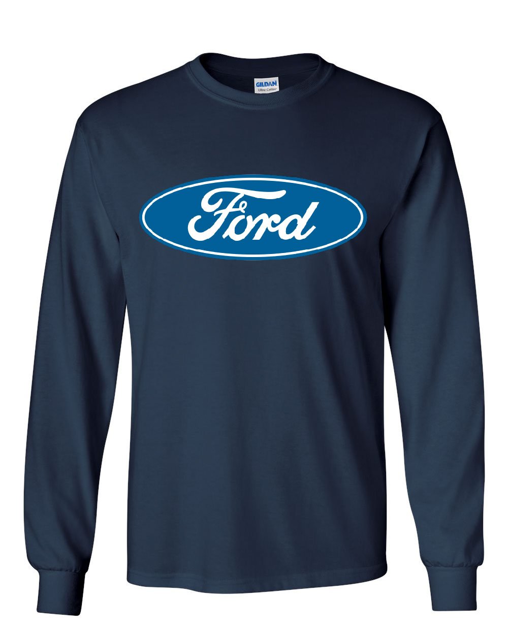 Licensed Ford Logo Long Sleeve Novelty T-Shirt FoMoCo Truck Mustang Performance Navy Blue XX-Large