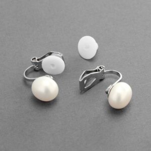 Mariell 9mm Ivory Shell Pearl Clip-On Earrings - Luxurious Freshwater-Look Pearl Button Style Clip Ons