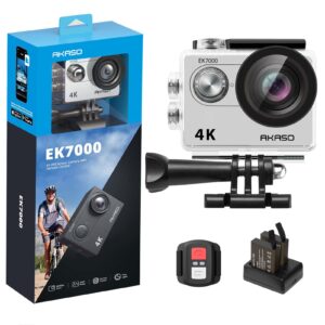 akaso ek7000 4k30fps 20mp wifi action camera with eis ultra hd underwater camera 131ft waterproof camera remote control 4x zoom support external microphone silver