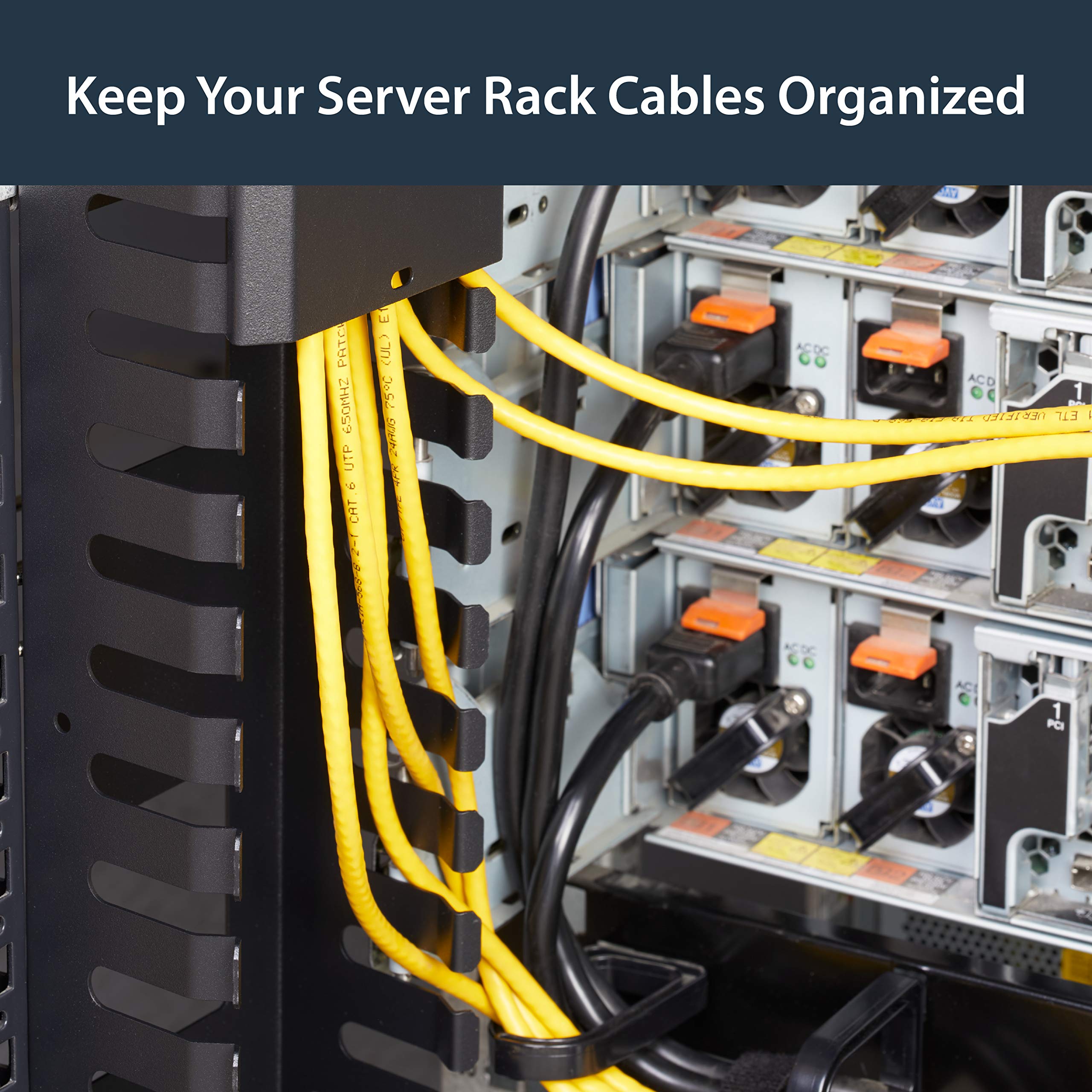 StarTech.com Vertical Cable Organizer with Finger Ducts - Vertical Cable Management Panel - Rack-Mount Cable Raceway - 40U - 6 ft (CMVER40UF)