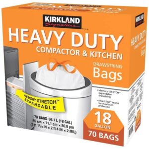 Kirkland Signature Compactor Kitchen Trash Bag with Gripping Drawstring Secure Full Size