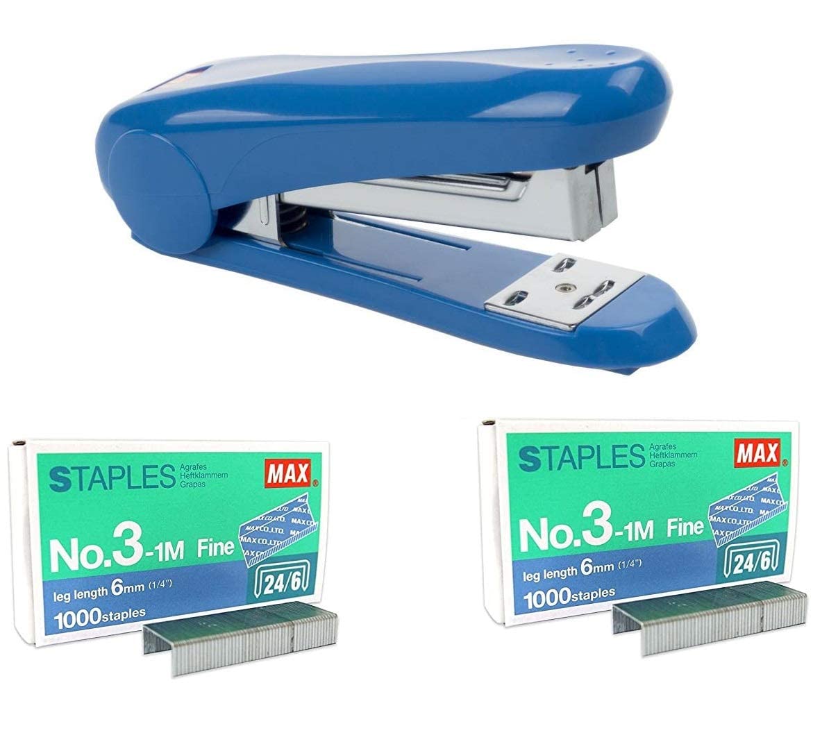 MAX No.3-1M Flat Clinch Staples (24/6) for Office Stapler - 4 Boxes (4,000-Staples)