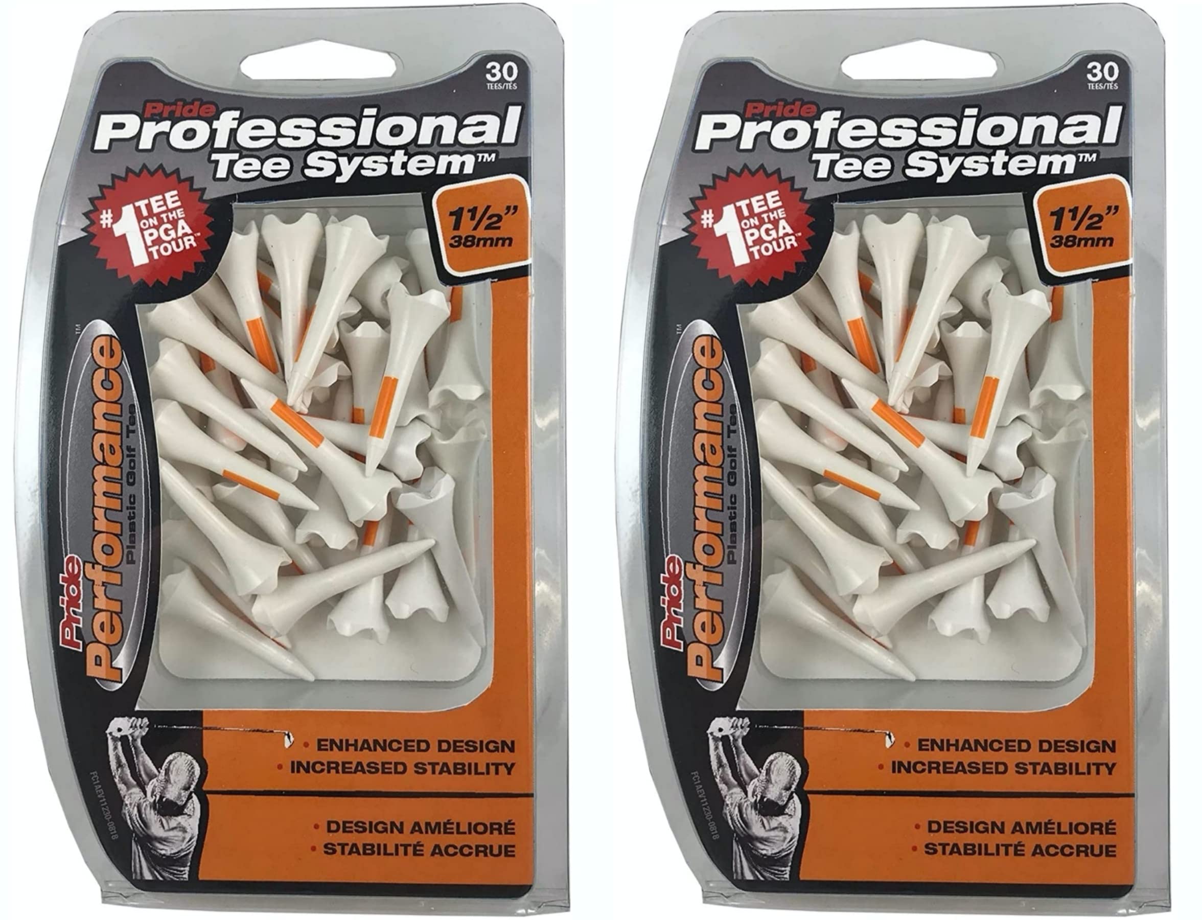 Pride Professional Tee System,Evolution Plastic 30 Golf Tees, 1 1/2" (2-Pack)