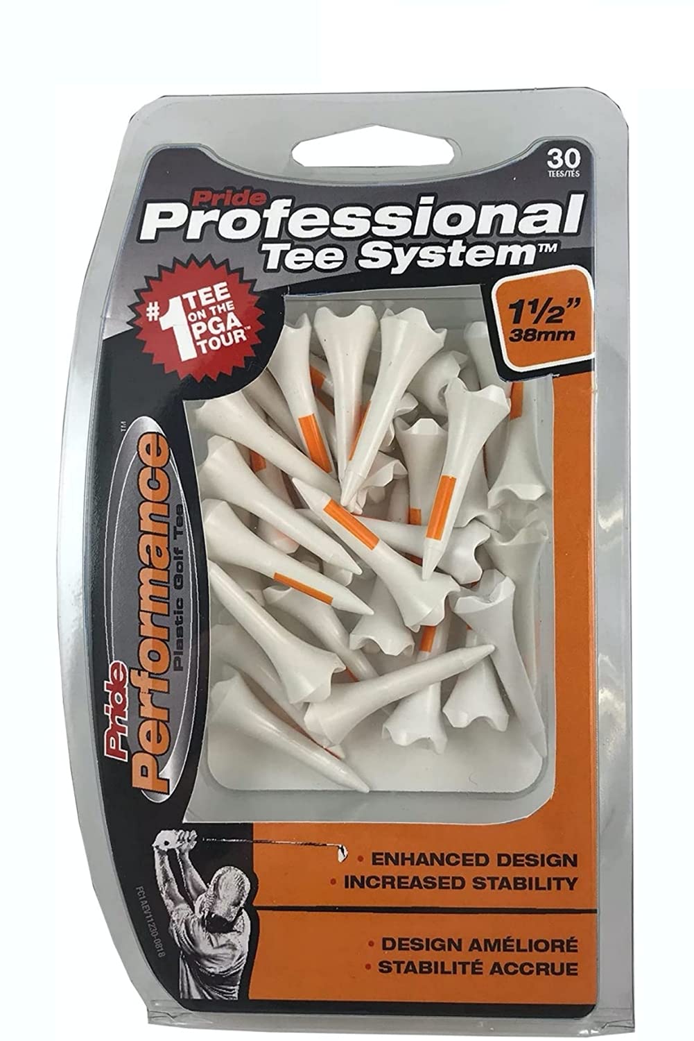 Pride Professional Tee System,Evolution Plastic 30 Golf Tees, 1 1/2" (2-Pack)