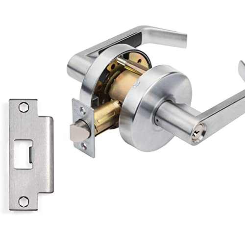 Dynasty Hardware AUG-00-26D Grade 2 Commercial Duty Office Door Keyed Lever Lockset, ADA, Satin Chrome Finish