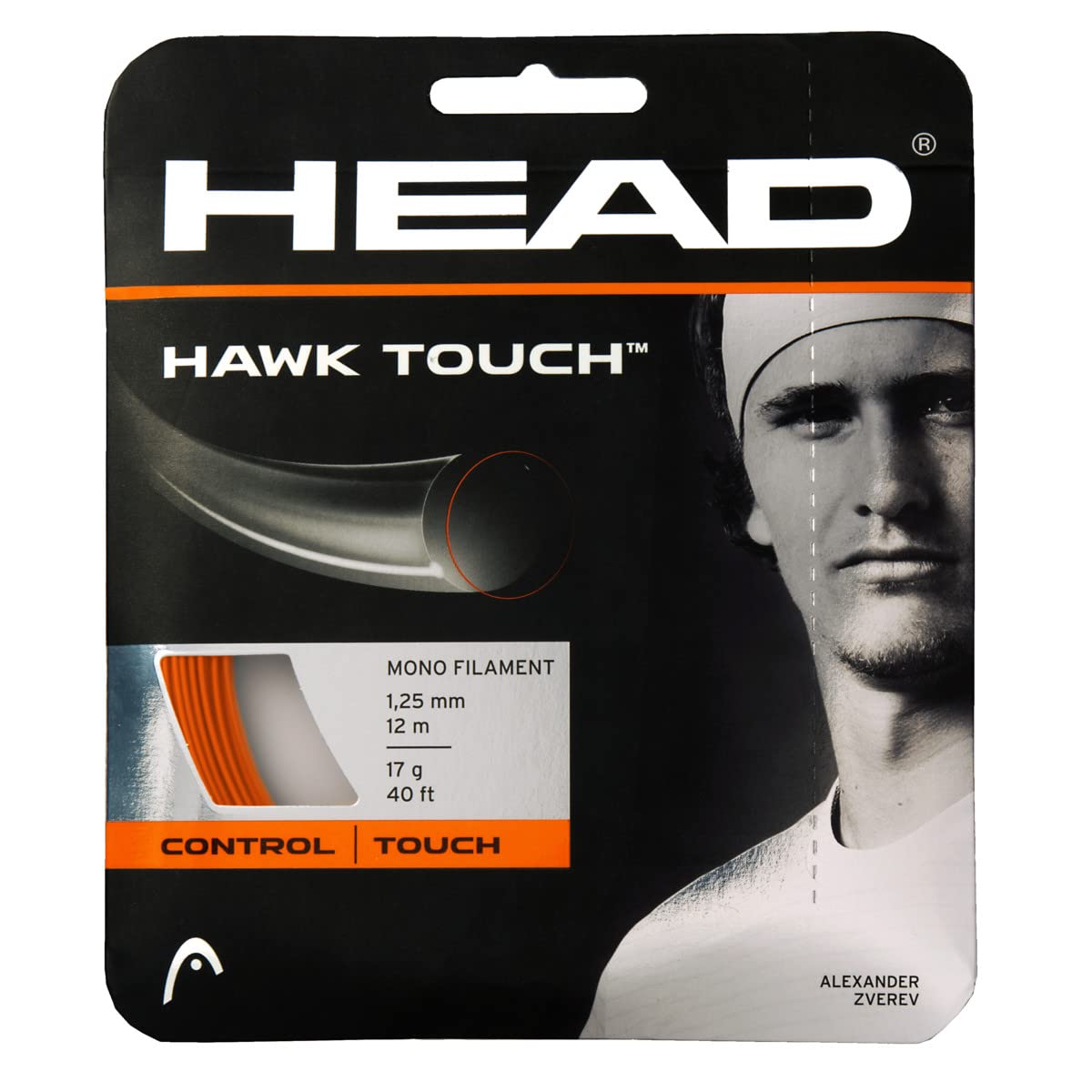 HEAD Hawk Touch Tennis Racket String 40' Set - Monofilament Racquet String, 17 Gauge