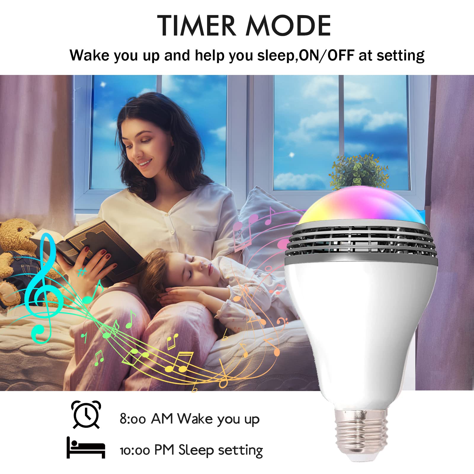 Smart Light Bulb with Bluetooth Speaker and Controlled RGB Multi Color Adjustable and Dimmable by Wireless APP Music Speaker Bulb