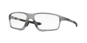 oakley men's ox8080 crosslink zero asian fit square prescription eyewear frames, polished grey shadow/demo lens, 58 mm