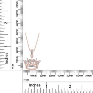 Jewel Zone US Natural Diamond Crown Pendant Necklace in 14K Rose Gold Over Sterling Silver