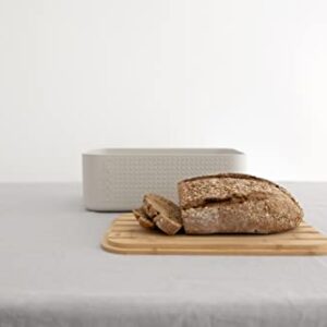 Bodum 11740-01 Bistro Bread Box Small Bread Box, Plastic, Wood, White, 19.39 x 29.4 x 10.7 cm