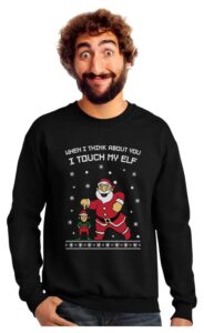 when i think about you i touch my elf funny ugly christmas sweatshirt for men medium black