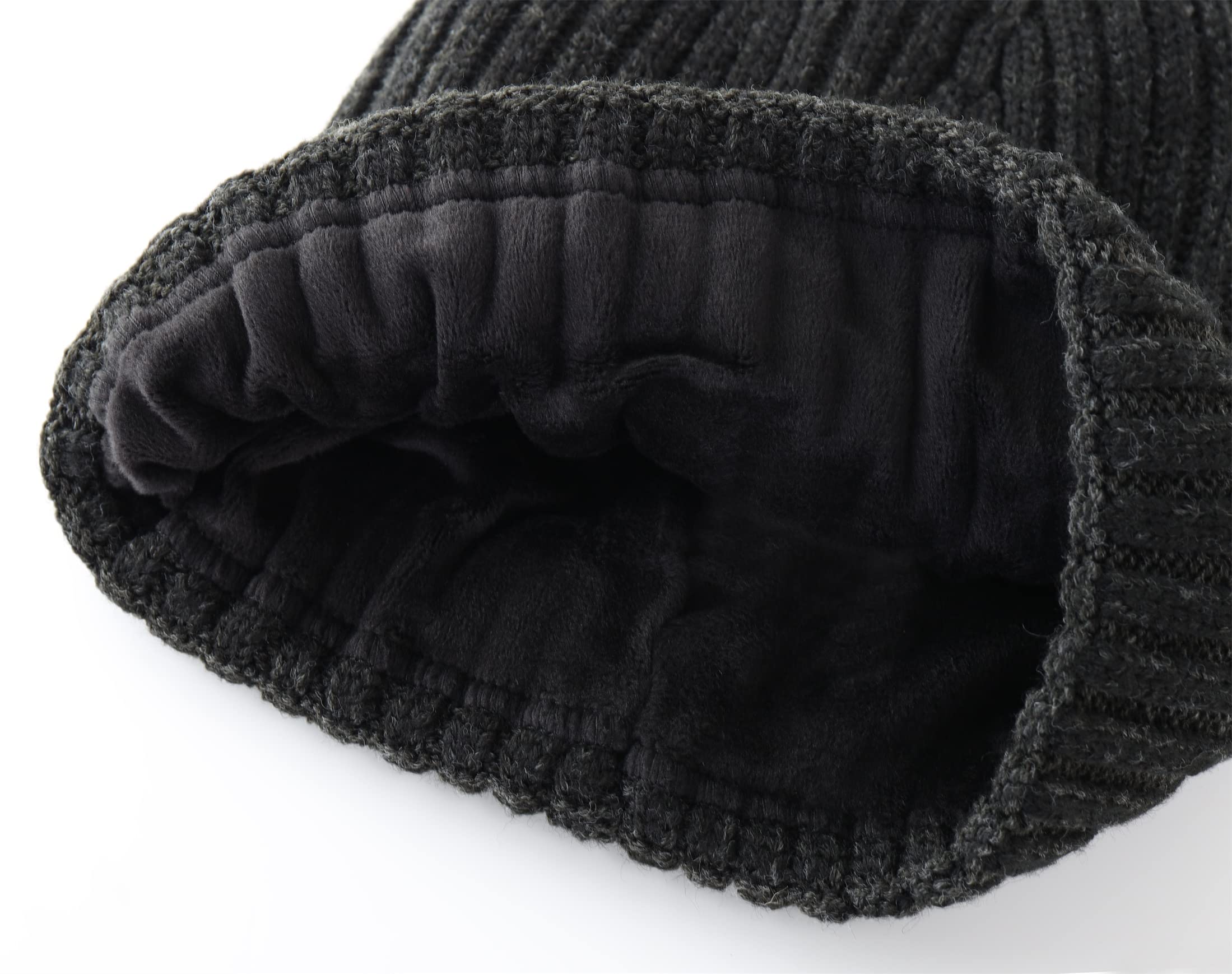 Connectyle Outdoor Classic Bassic Men 's Warm Winter Hats Thick Knit Long Cuff Beanie Cap with Lining, 55 60cm, Black