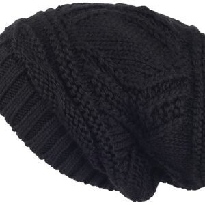 Lilax Knit Slouchy Oversized Soft Warm Winter Beanie Hat Black