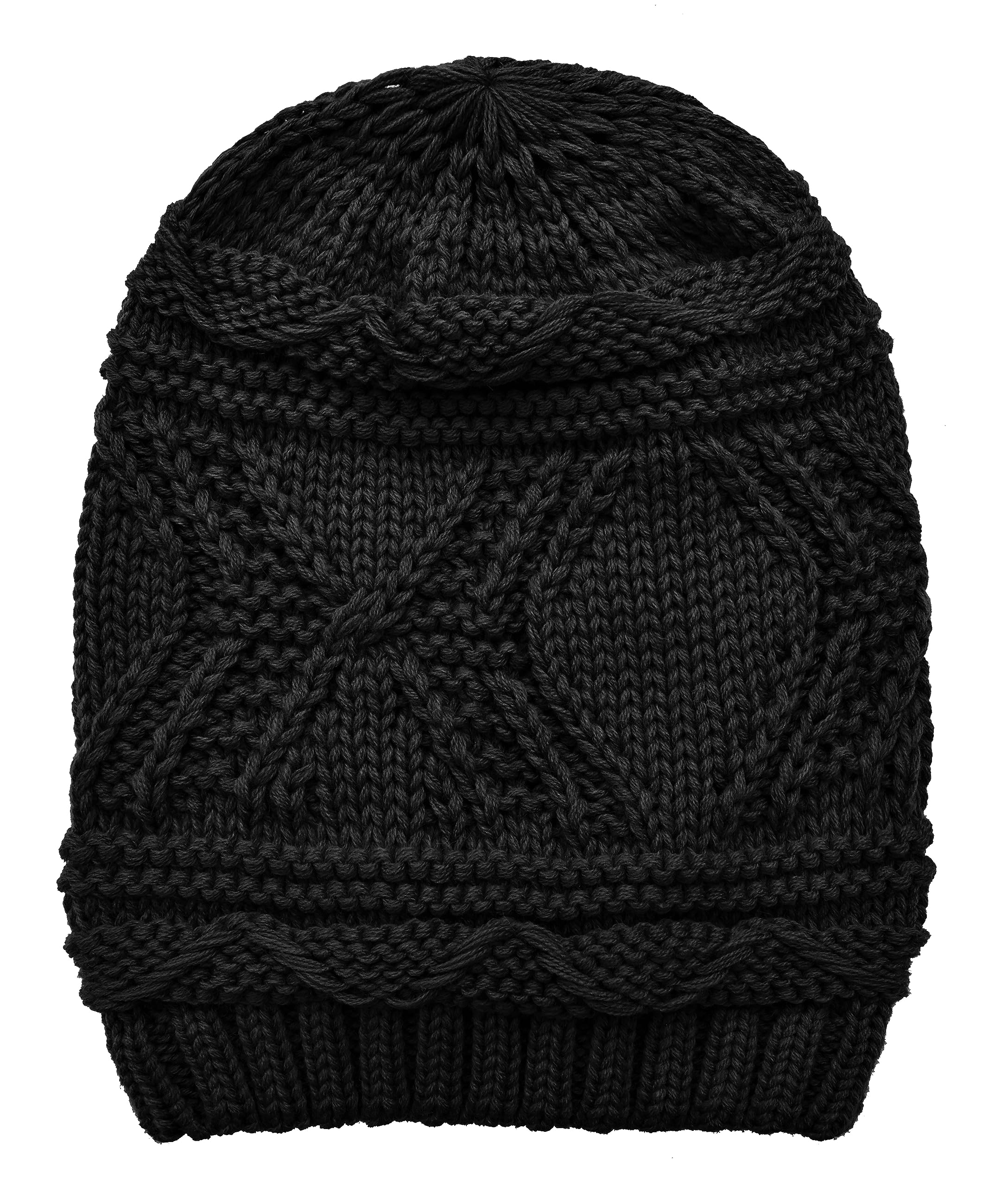 Lilax Knit Slouchy Oversized Soft Warm Winter Beanie Hat Black