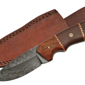 SZCO Supplies Damascus Steel Rosewood/Micarta Handle Hunting Knife