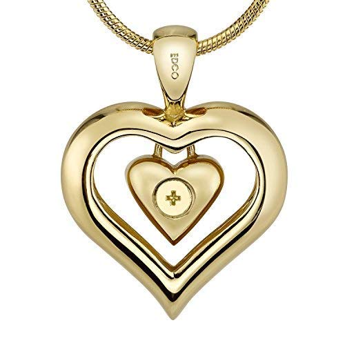 18k Gold Finish Cremation Jewelry Urn Heart Pendant Memorial Keepsake Locket Necklace for Ashes and 20" Gold Chain, The Eternity Heart