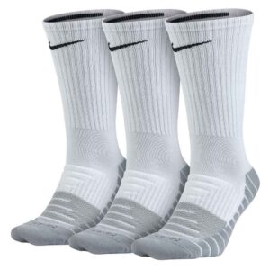 nike dry cushion crew training sock (3 pairs),white,x-large