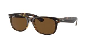 ray-ban rb2132 new wayfarer square sunglasses for men for women + bundle with designer iwear eyewear kit (tortoise/b-15 brown polarized)